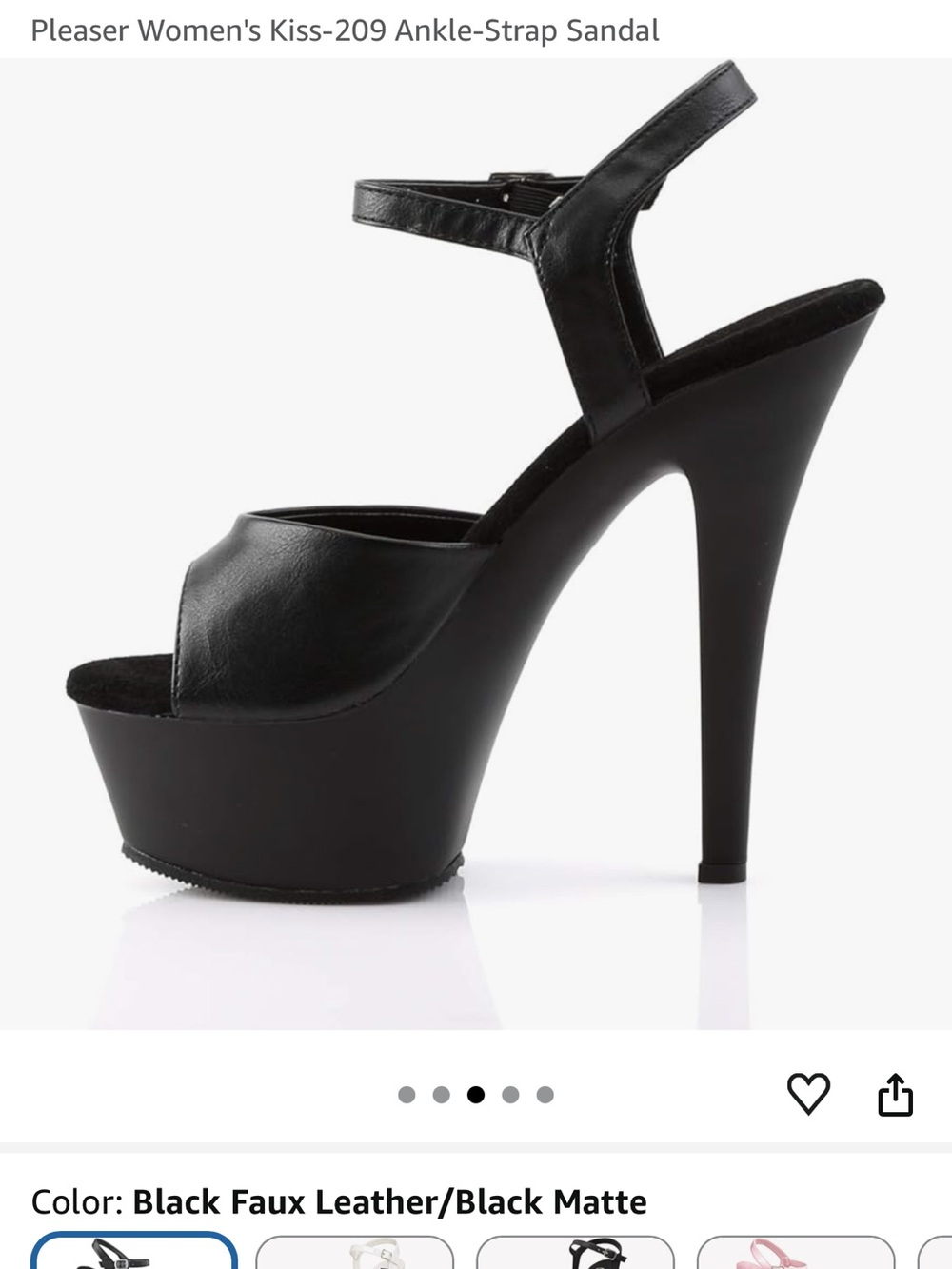 Pleaser Black High Platform Ankle-Strap Sandal